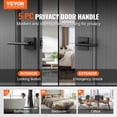 thumbnail image 2 of VEVOR Privacy Door Handle, 5 Pack Matte Black Door Lever, Left or Right Handing Reversible Lever with Keyless Lock, 45° Rotation to Open, Square Interior Door Handles for Bedroom and Bathroom Doors, 2 of 9