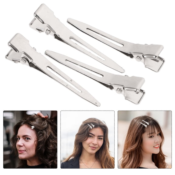 OFFIGAM 50pcs Simple Style Hair Salon Clips Silver Hair Clips for Women Party
