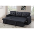 thumbnail image 2 of Hommoo 2 in 1 Pull Out Couch Bed Upholstered Sectional Sofa with Storage & Chaise, Convertible L Shaped Sleeper Sofa for Home,Black, 2 of 6