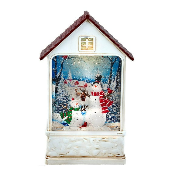 Kurt S. Adler 9.2" Battery-Operated Snowman House Water Lantern – Lighted Christmas Decoration