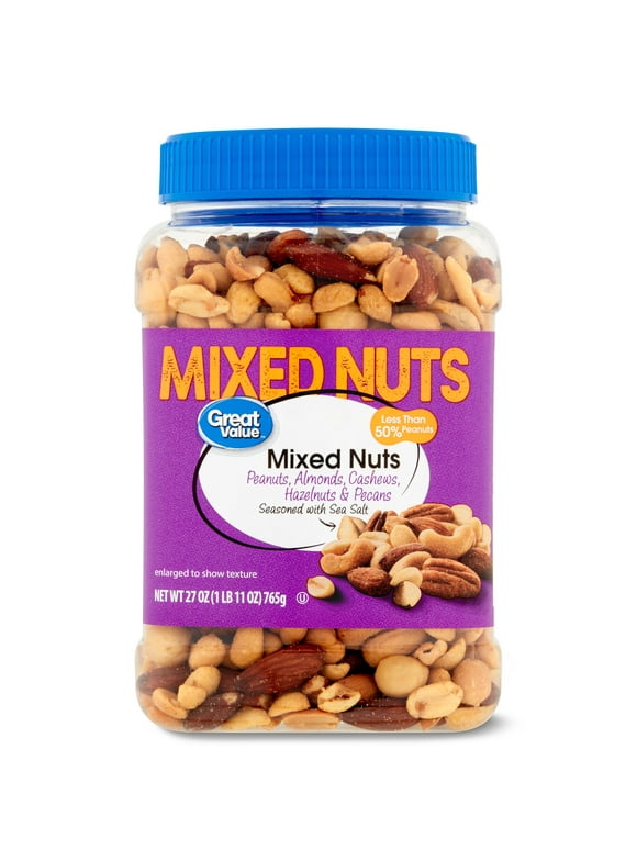 Great Value Mixed Nuts with Peanuts, 27 Oz