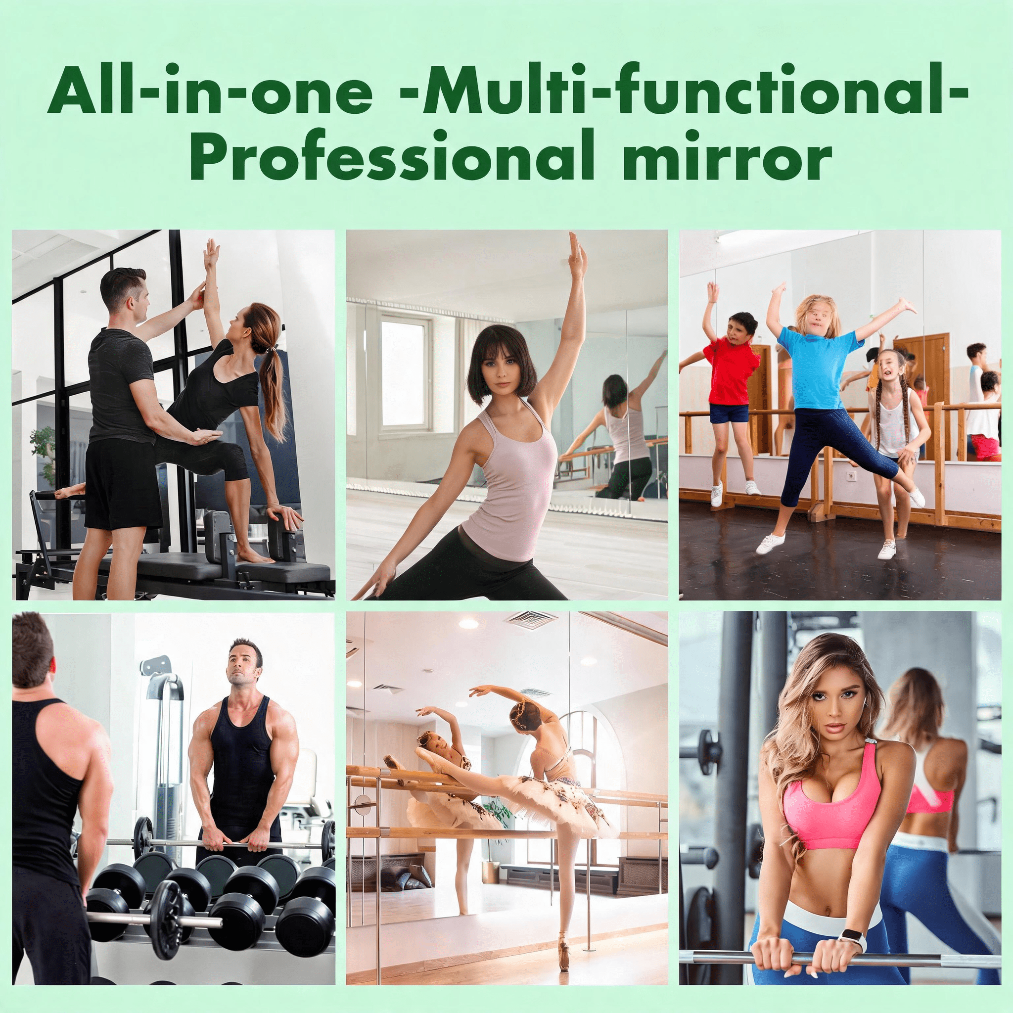 2-Piece 48x24-Inch Home Gym Mirror with Explosion-Proof Glass, Frameless Full Body Mirror and Workout Mirror for Yoga Garage Dance Studio, Silver