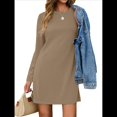 thumbnail image 2 of Vestidos Casuales de Larga para Mujer, Estilo Camiseta , Conjuntos de Otoño Camello M, 2 of 7