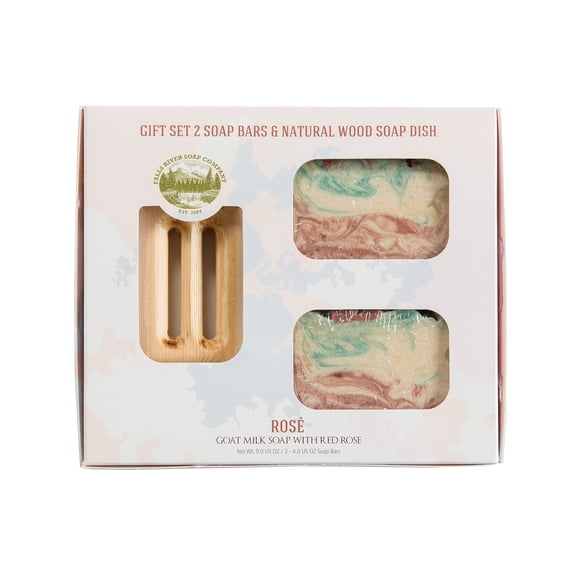 Goat Milk Red Rose Soap (GIFT SET) – Goat Milk Handmade Soap Bar with Rose Essential Oils - Organic and All-Natural – by Falls River Soap Company