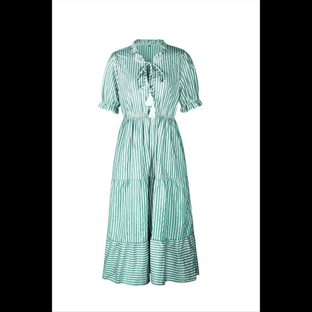 Vestido de Rayas Verde Oscuro L