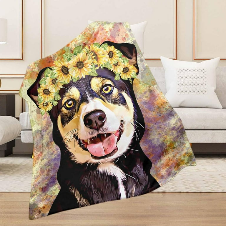 Custom Dog Portrait Painting Blanket From Photo, fashion Personalized Pet Picture Throw Blanket, Customize Cat Face on Blanket