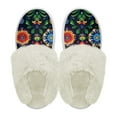 thumbnail image 2 of Chririnla Aesthetic Plant Flower Fuzzy Slippers Women Closed Toe Non-Slip House Shoes with Fur Edges Warm Plush Bedroom Shoes for Winter Home, 2 of 7