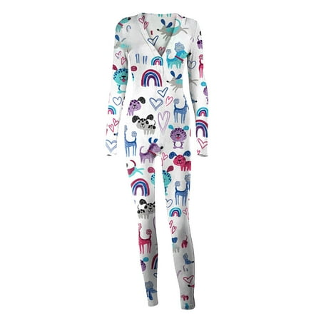 

Aayomet Sleepwear Jumpsuit For Women One Piece Hooded Plush Footed Pajamas Onesie for Men & Women White L