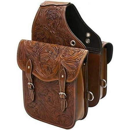 Horse Saddle Bag Cowhide Genuine Leather Western Equestrian Trail Simple Horse Saddle Bag Pack Equipment Horse Saddle Bags Size: 10” L x 10” W x 3 ½” D