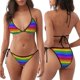thumbnail image 3 of Balery Colorful Glitter Rainbow Pijama Estampado Bikini de Dos Piezas para Mujer - Conjunto de Bikini Ajustable Sexy y Cómodo para Playa, 3 of 6