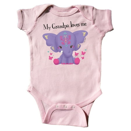 

Inktastic Yara Grandpa Loves Me Purple Elephant Butterflies Gift Baby Boy or Baby Girl Bodysuit