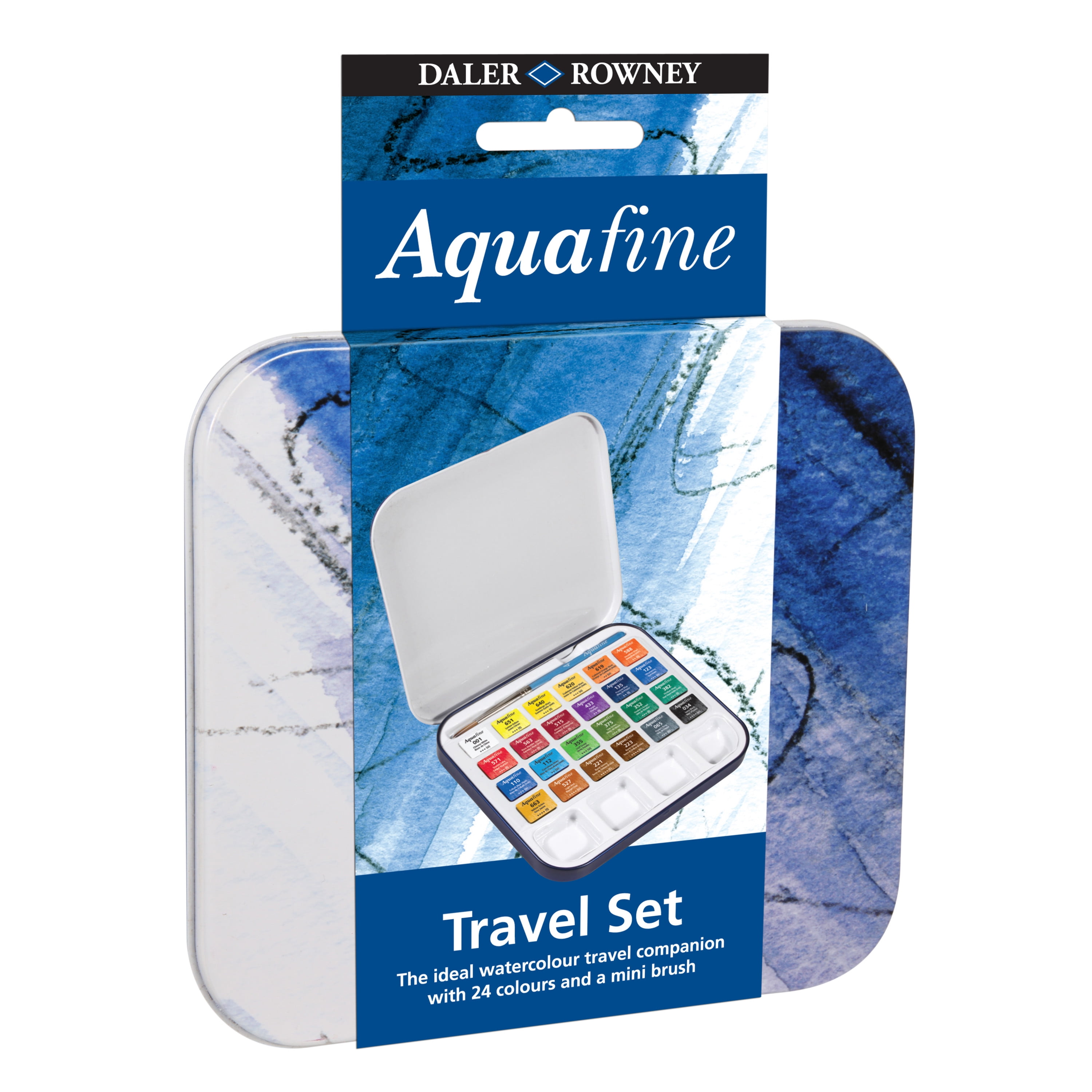 Dahler-Rowney Aquafine Watercolor Half Pan with Travel Tin, 24 Colors