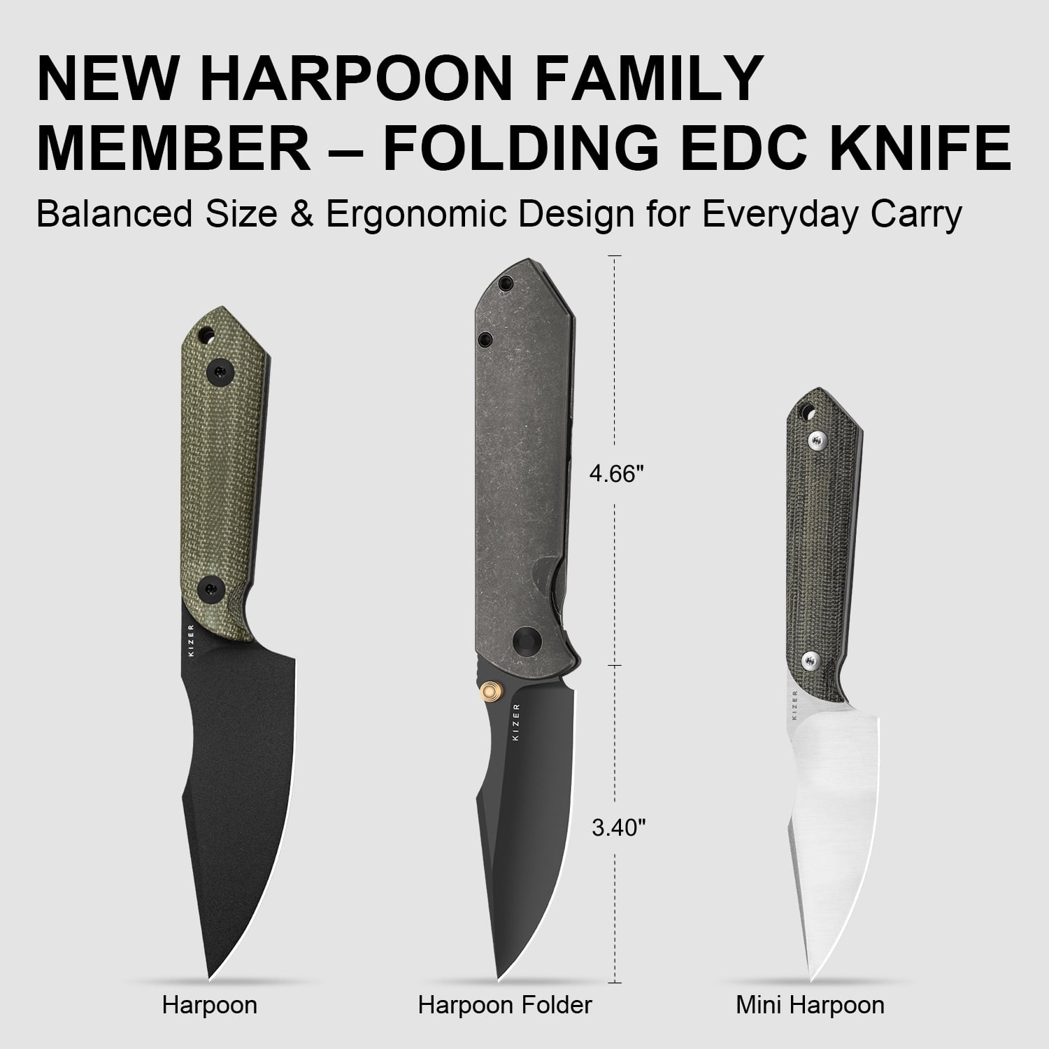 Kizer Harpoon Fold Folding Pocket Knife Elmax Blade Titanium Handle Ki4784A3