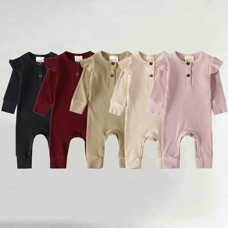 

Infant Baby Girl Boy Winter Clothes Solid Color Romper Knitted Outfit 0-18M
