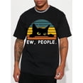 thumbnail image 1 of Stylish Black Cat Graphic Tee - Men's Casual Short Sleeve Crew Neck T-Shirts for Summer Holiday Gift - Hip Hop Fashion, Comfortable, Breathable, Relaxed Fit Tee For Adult, Men, Women, Teen, Teenager,, 1 of 6