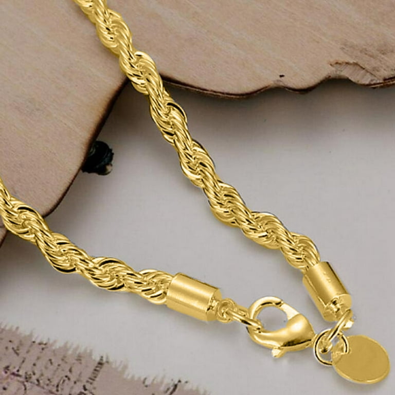 ORENTINI 18K Gold Plated 4MM Rope Chain Necklace with Gift Box for