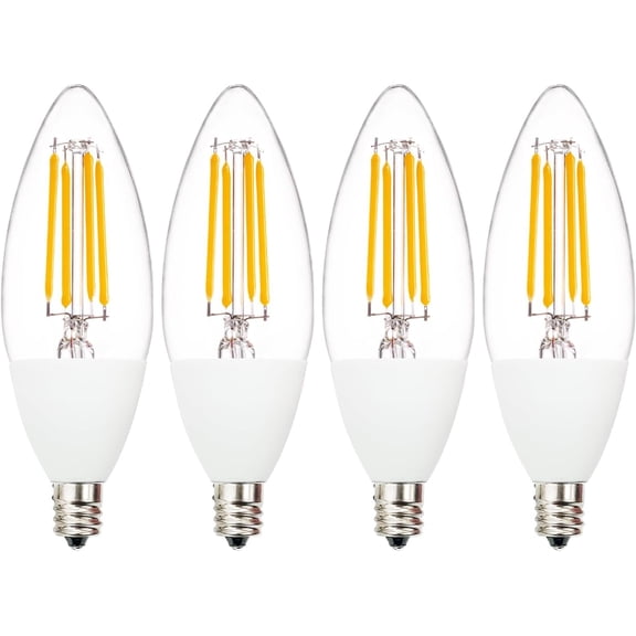 Jaspertronics Dusk to Dawn Outdoor Sensor LED Edison Bulbs 4W 450LM B11 Candelabra E12 Base Auto On/Off Photocell 2700K Soft White 4 Unit per pack