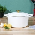 thumbnail image 5 of Crock Pot Artisan 7 Quart Oval Enameled Cast Iron Dutch Oven in Linen with Gold Handle, 5 of 5