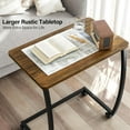 thumbnail image 2 of Sofa Table + C-Shaped Dark Walnut – Rolling Side Table with Rustic Design, Multi-Purpose Coffee and Snack Table, Compact for Living Room, Bedroom, Small Spaces, 2 of 5