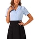 thumbnail image 1 of INSPIRAR CHIC Blusa vintage de cuadros con mangas abullonadas para mujer XL Azul claro, 1 of 6