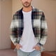 thumbnail image 1 of Blusa y camisa de manga larga con cuello vuelto para hombre, informal, a la moda, con botones, estampado a cuadros, blusa elástica de manga larga con cuello vuelto, blusa de poliéster para hombre, 1 of 5