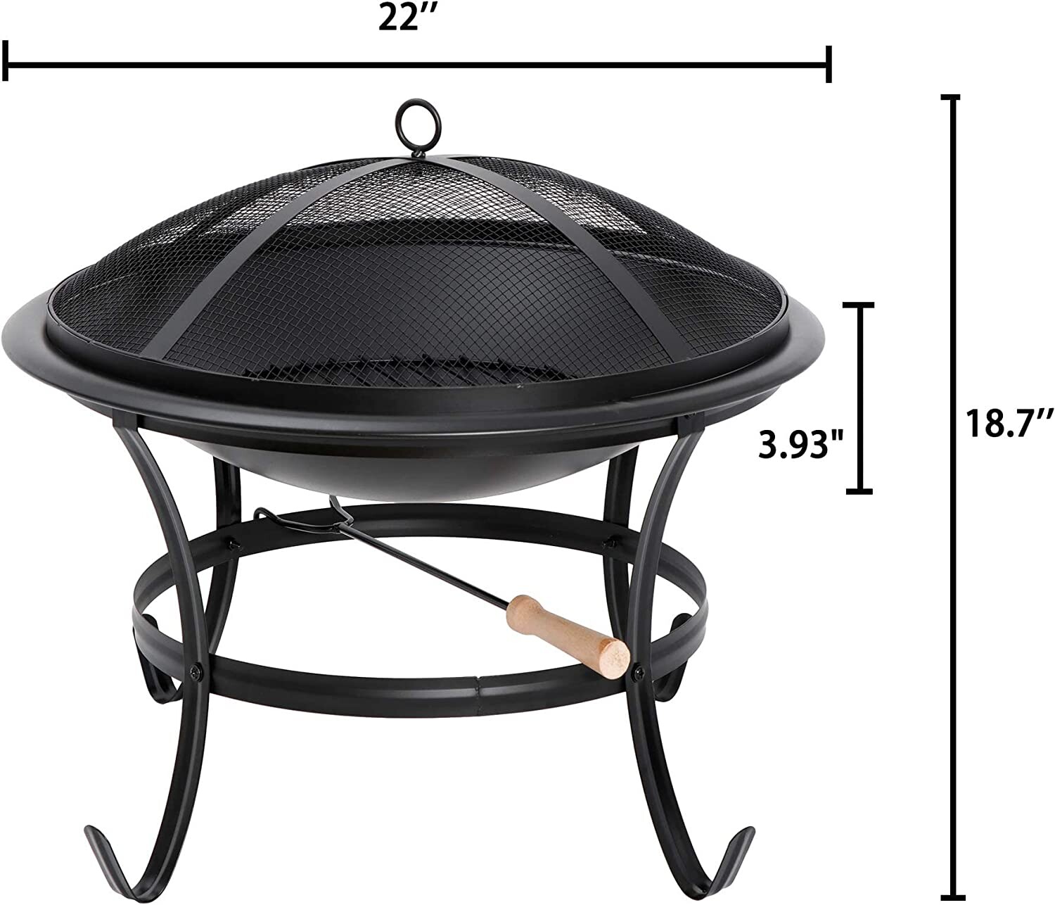 ZenSports 22'' Portable Steel Fire Pit, Outside Wood Burning Bonfire ...