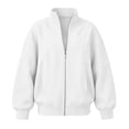thumbnail image 4 of Edvintorg Jackets for Women Trendy Loose Casual Long Sleeve Coat Zip up Collared Outerwear with Pocket Women Clothing S-2XL White, 4 of 6