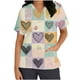 thumbnail image 3 of TaTaai Valentine Print Women Scrub Top Soft Cotton Relaxed Fit Short Sleeve V Neck Pocket Stretchy Breathable Work Casual Daily Wear Nurse Blouse Gift, 3 of 5