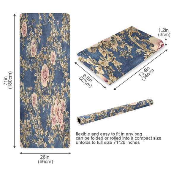 BZSMCE Yoga Mat Women Damask Of Floral Fitness Mat