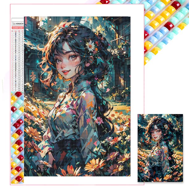Kit Con Cuentas Cuadradas 5D DIY Del para Niña Arte Artesanal 45x65cm