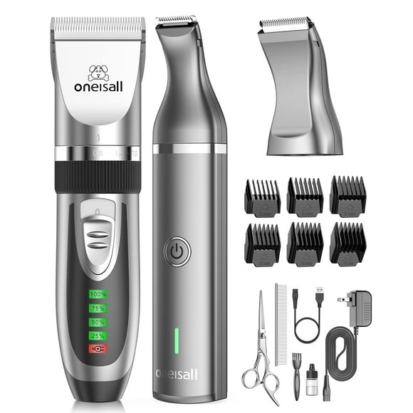 Kit de aseo para mascotas oneisall, cortaúñas y recortadora inalámbricos 2 en 1