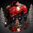 thumbnail image 2 of Kcodviy Pyjama de Noël pour Homme avec Père Noël et Chat Numérique, Combinaison pour Homme Imprimée 3D à Boutons et Col à Revers, Chemise à Manches Longues pour Homme, 2 of 4
