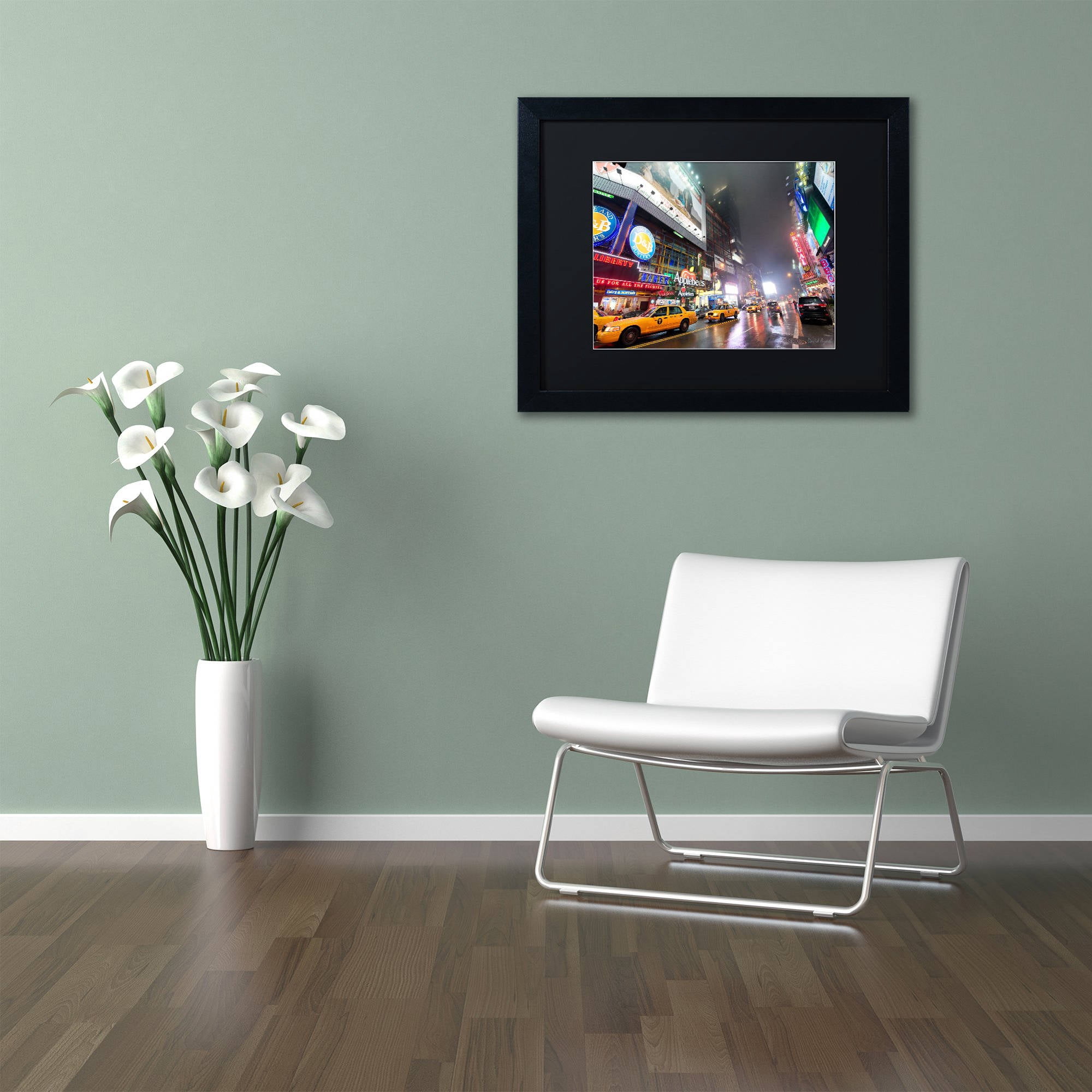 Trademark Fine Art "42nd. Street" Canvas Art by David Ayash Black Matte, Black Frame