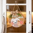 thumbnail image 3 of Easter Door Sign Wooden 3D Rabbit with Flax Rope Bow Decorative Outdoor Courtyard Door Hanging, 3 of 8
