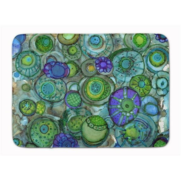 Abstract in Blues & Greens Machine Washable Memory Foam Mat - Green & Blue - 19in. H x 0.25in. W x 27in. L
