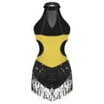 thumbnail image 4 of Alvivi Women's Shiny Sequins Tassel Latin Jazz Dance Leotard Bodysuit Lyrical Dance Costume Gold L, 4 of 7