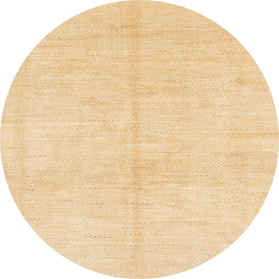 Ahgly Company Machine Washable Indoor Round Abstract Brown Gold Area Rugs, 7' Round