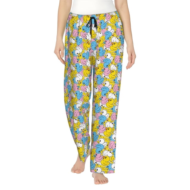 Fotbe Colorful Rubber Duck 1 Pantalones de Pijama para Mujer, Pantalones de Dormir, Pantalones Pj con Cordón y Bolsillos-Medium