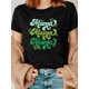 thumbnail image 1 of St. Patrick's Day "Mama" Four-Leaf Clover Print T-Shirt - Crew Neck, Casual Everyday Top with Shamrock Graphics, 1 of 6