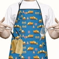 thumbnail image 2 of Cartoon Construction Vehicles Cones Apron-Garden Aprons for Women with Pockets-Cotton Linen Waterproof Kitchen Cooking Gardening Aprons Adjustable for Kitchen,Cooking,BBQ and Salon 33x27 Inch, 2 of 7