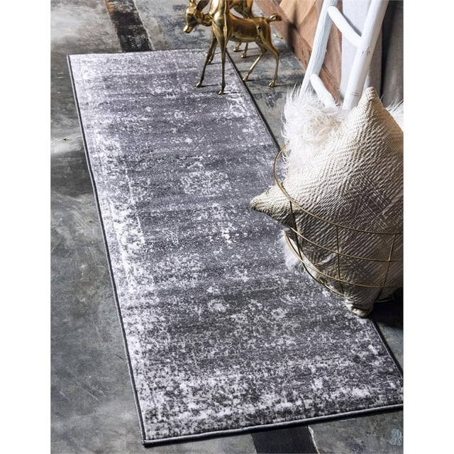 Unique Loom Sofia Collection Traditional Vintage Dark Gray Runner Rug (2 x 7)