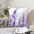 thumbnail image 6 of YFYANG Square Velvet Decorative Throw Pillow, 18"x18" Purple Lavender Watercolor Doodle Pattern Sofa Bed Cushion Pillows, 6 of 7
