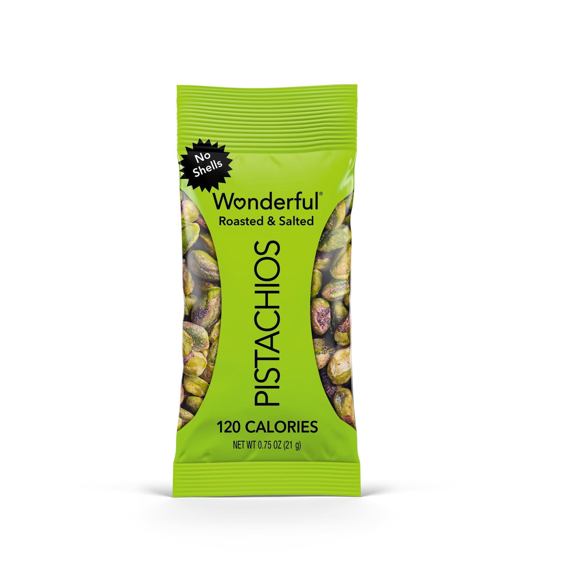 Wonderful Salted & Roasted Pistachios, No Shells, 0.75 oz., 21 pk.
