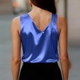 thumbnail image 5 of Otntypg Women's Silk Satin Camisole Tank Tops Trendy Solid Color Dressy Casual V Neck Pleated Sleeveless Tunic Blouses Summer Business Work Shirts Blue XXL, 5 of 9