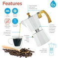 thumbnail image 3 of Milano Stovetop Espresso Maker 9 Cup White with Battery Milk Frother Bundle for Lattes, 3 of 8