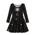 thumbnail image 4 of DISNIMO Galaxy Dress for Girls Long Sleeve Black Dresses Kids Moon and Sun Dress for Little Girls 3-4 Long Sleeve Dresses Children Girl Dress Soft Girl Skater Dress Kids School Dresses Girls Mini, 4 of 6