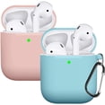 thumbnail image 1 of Compatible AirPods Case Cover Silicone Protective Skin for Apple Airpod Case 2&1 (2 Pack) (Pink-Turquoise), 1 of 7