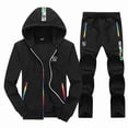 thumbnail image 1 of Chándal ajustado para hombre, conjunto cálido para correr, sudadera con capucha, 2 piezas, chándal deportivo, 1 of 5