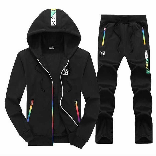 Chándal ajustado para hombre, conjunto cálido para correr, sudadera con capucha, 2 piezas, chándal deportivo