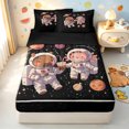thumbnail image 2 of Manfei Cartoon Space Capybara Zipper Queen Comforter Set with Fitted Sheet and 2 Pillowcases, Galaxy Astronaut Animal Zipper Bedding Set, Black Brown, Black Reversible, 4pcs, 2 of 7